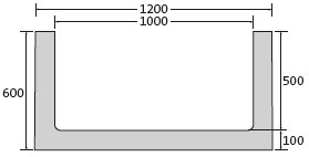 BIRCOcanal® Nominal width 1000 Channels Supply channels without angles I cast-in mounting rails