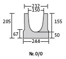 BIRCOslotted steel covers Nominal width 150 AS Channels Channel elements NW 150 AS for slotted steel covers/access covers 4 mm I without inbuilt fall