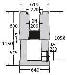 BIRCOmassiv Nominal width 220 Outfall units Outfall unit I 2-piece I with 1-piece hot-dipped galvanized surface protection