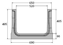 BIRCOcanal® Nominal width 520 Channels Supply channels without angles I with cast-in mounting rails