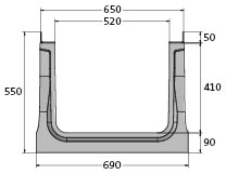 BIRCOcanal® Nominal width 520 Channels Supply channels with angles I with cast in-mounting rails