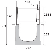 BIRCOslotted steel covers Nominal width 150 AS Slotted steel covers Access covers I 2-piece I material thickness 1,5 mm