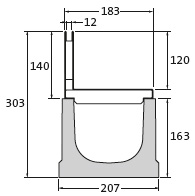 BIRCOslotted steel covers Nominal width 150 AS Slotted steel covers Slotted steel covers I asymmetrical I material thickness 1,5 mm