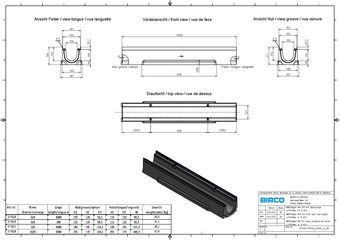 BIRCOlight® with DI angles NW 100 channel, 1 m
