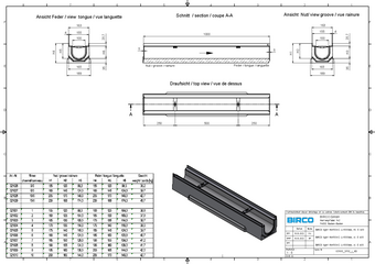 BIRCOlight® with steel angles NW 100 AS channel, 1 m