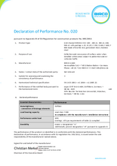 BIRCOsir NW 100 - 200AS, NW 300AS, NW 400, NW 500AS / Vers. 12-2023 / DoP 020