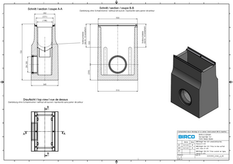 BIRCOlight® triloc NW 200 outfall unit, height 720, with bolt fastening