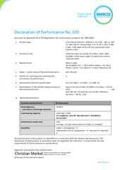 BIRCOsir NW 100 - 200AS, NW 300AS, NW 400, NW 500AS / Vers. 07-2026 / DoP 020