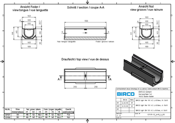 BIRCOlight® with steel angles NW 100 AS channel, 0.5 m